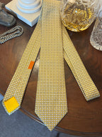 Hermes Postit Note & Pencil Butter Yellow Silk Tie