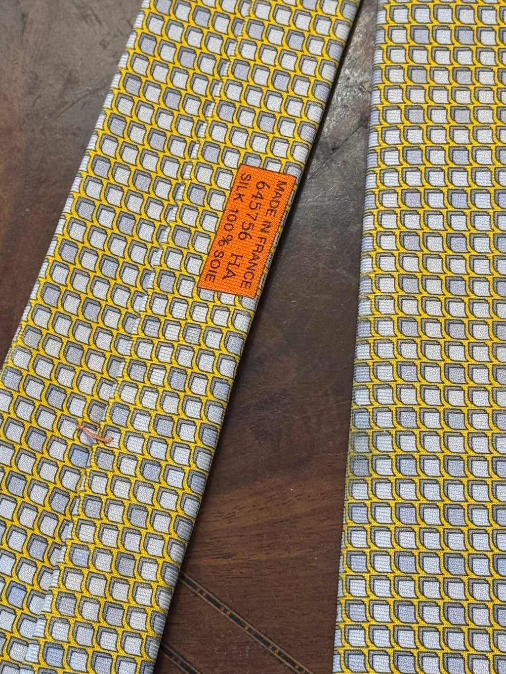 Hermes Postit Note & Pencil Butter Yellow Silk Tie