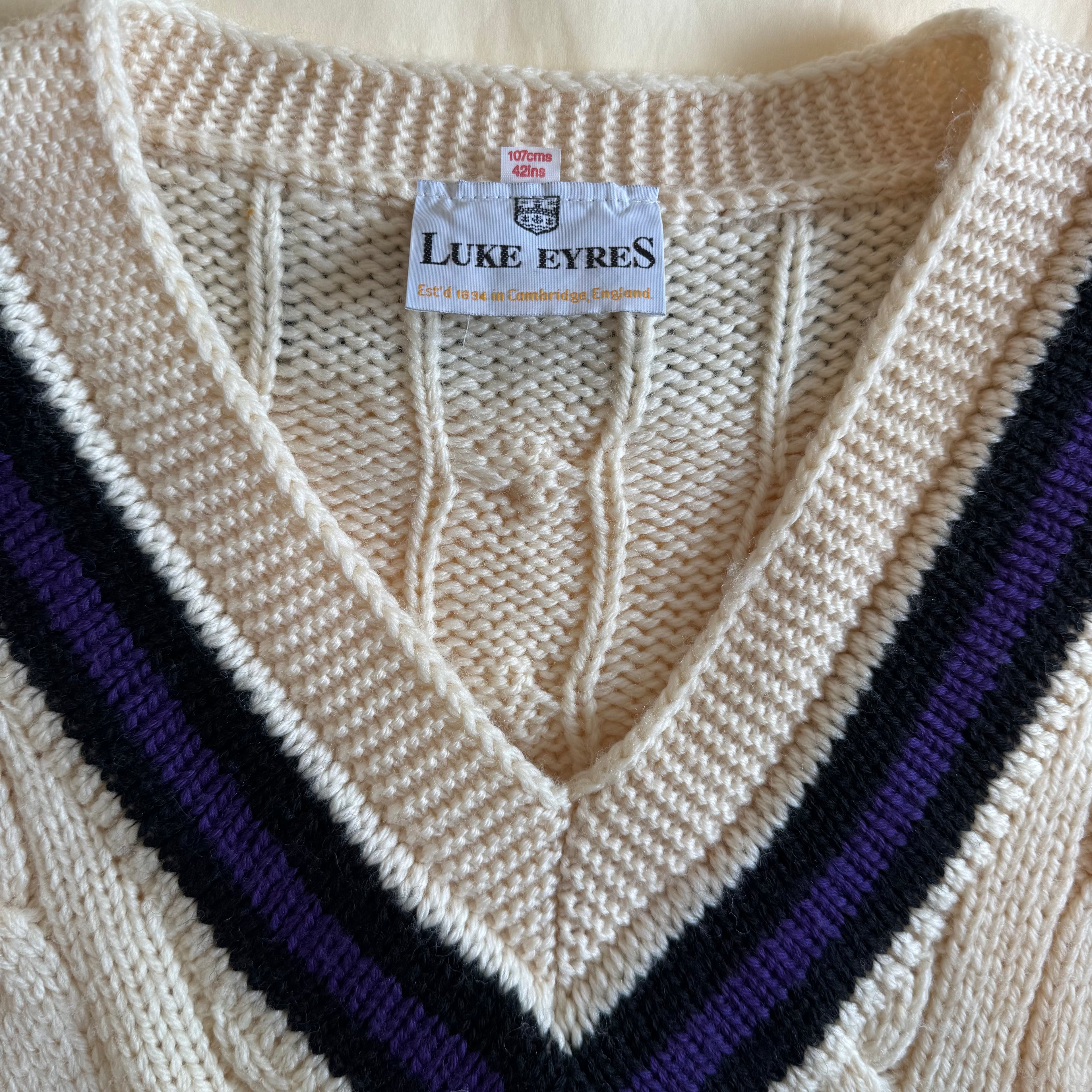 Luke Eyres 100% Pure Wool Cricket Jumper Large
