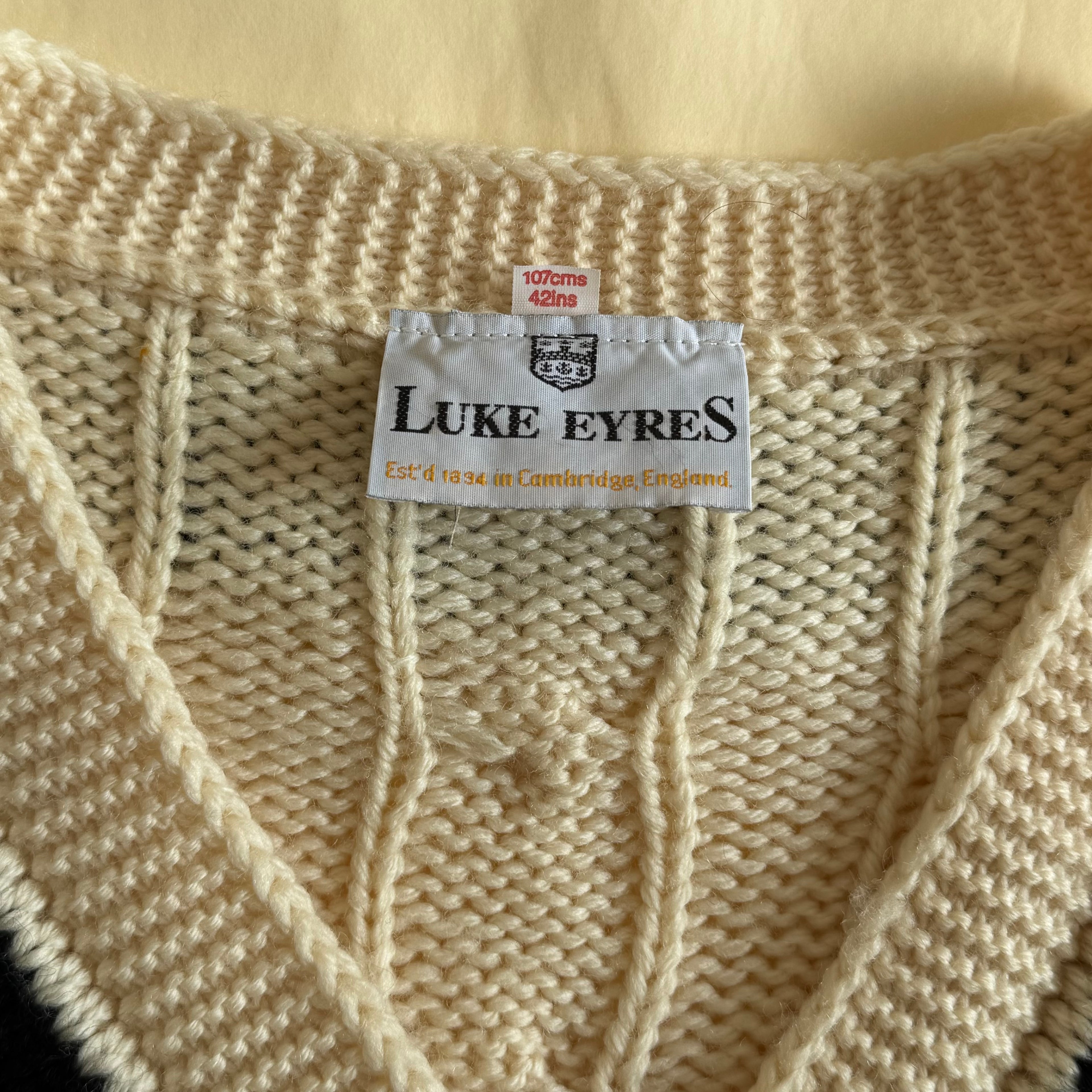 Luke Eyres 100% Pure Wool Cricket Jumper Large