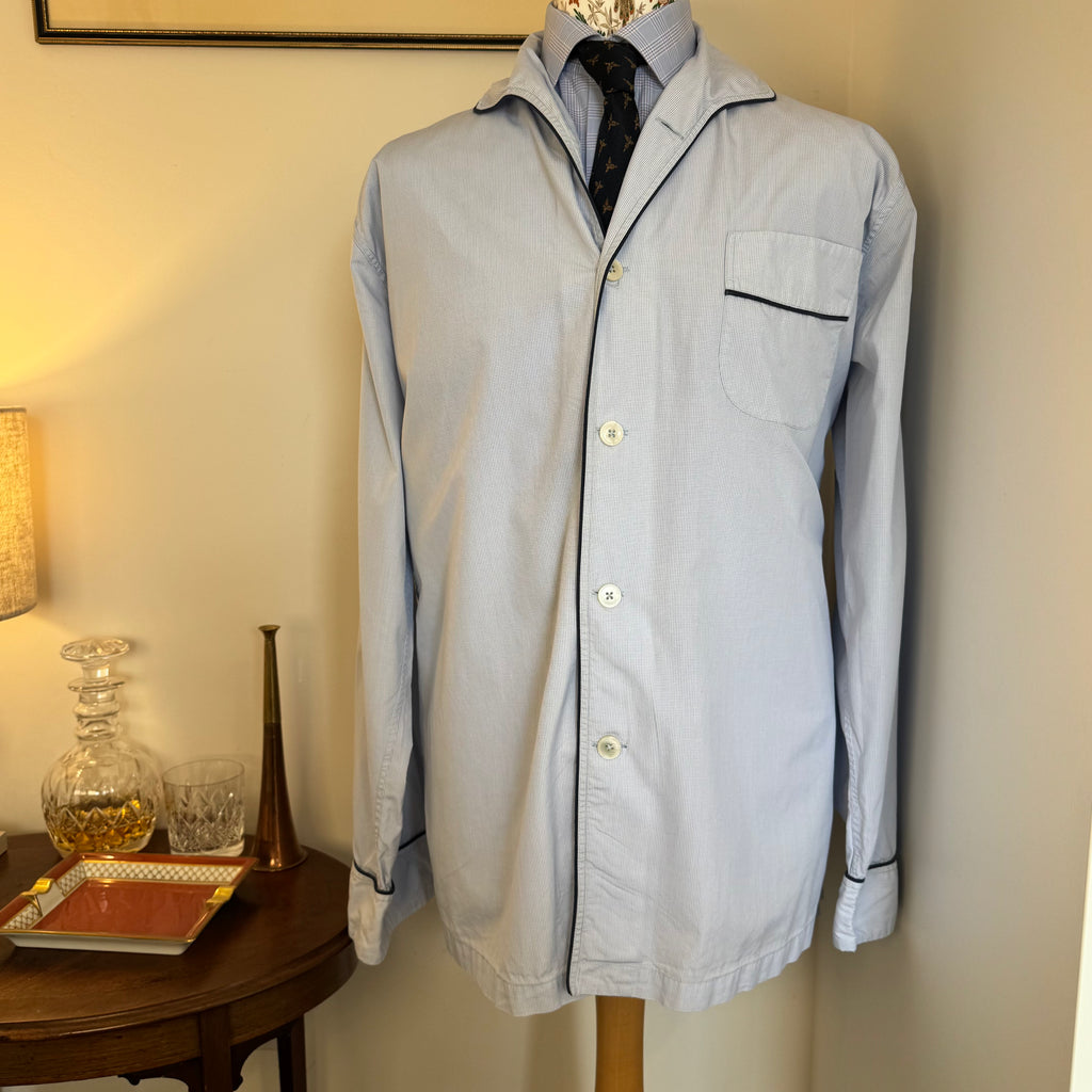 Turnbull & Asser Micro Check Blue and Navy Pyjamas XL / 44"