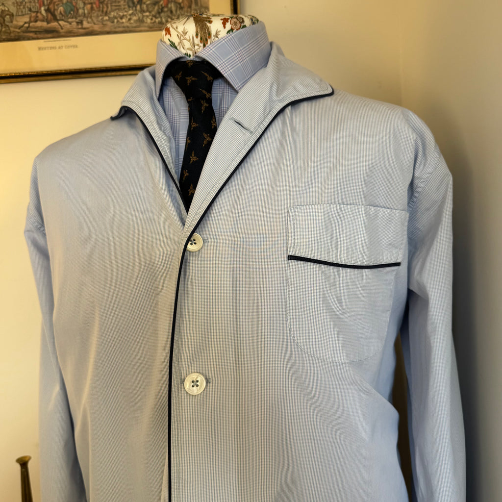 Turnbull & Asser Micro Check Blue and Navy Pyjamas XL / 44"