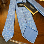Drake’s Unlined Hand Rolled Light Blue Silk Tie Brand New