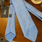 Drake’s Unlined Hand Rolled Light Blue Silk Tie Brand New