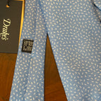 Drake’s Unlined Hand Rolled Light Blue Silk Tie Brand New