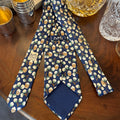Hermes Cotton Plant Flowers Navy Blue Silk Tie