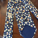 Hermes Cotton Plant Flowers Navy Blue Silk Tie
