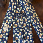 Hermes Cotton Plant Flowers Navy Blue Silk Tie