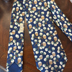 Hermes Cotton Plant Flowers Navy Blue Silk Tie