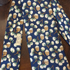 Hermes Cotton Plant Flowers Navy Blue Silk Tie